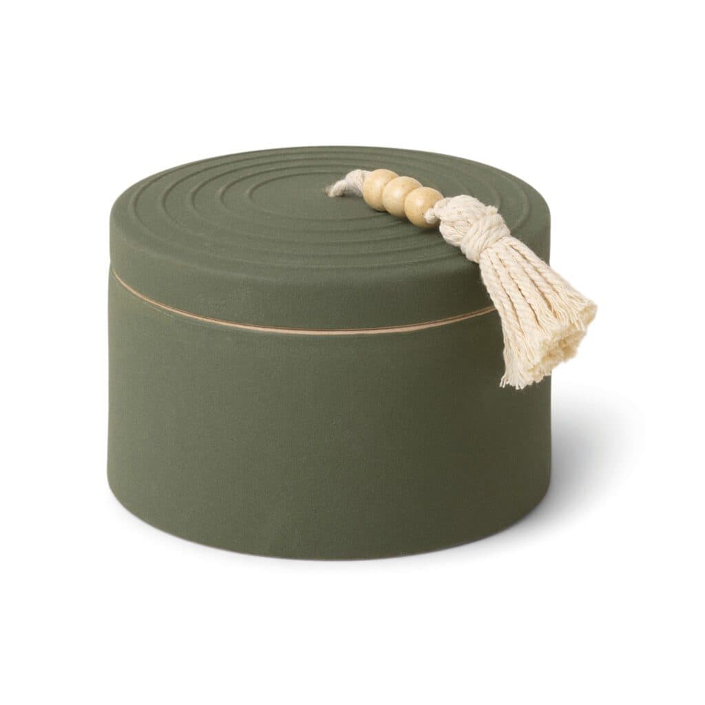 Świeca sojowa ceramiczna z przykrywką Paddywax Cypress & Fir (283g) – Dark Green