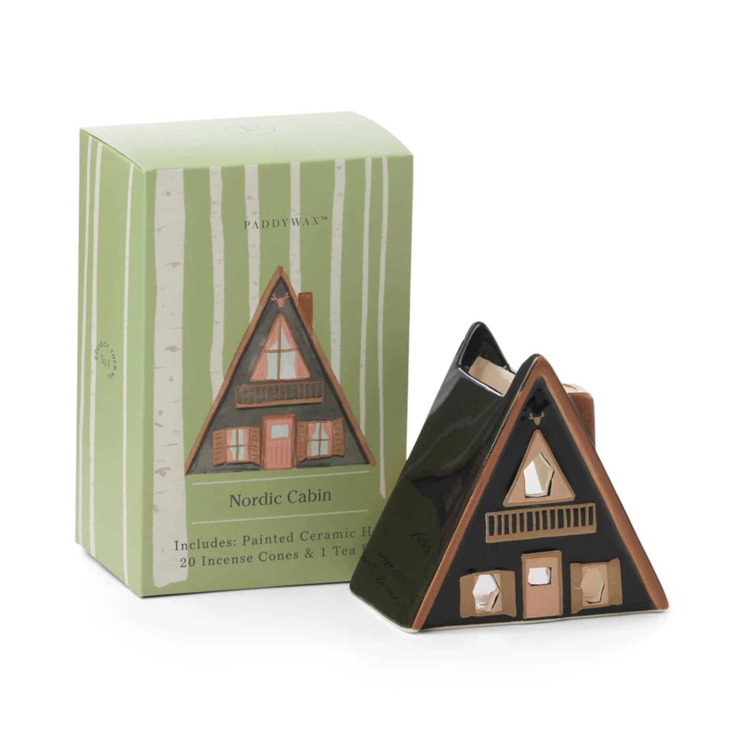 Domek ceramiczny na kadzidełka i tea lighty (1 tealight & 20 kadzideł w zestawie)