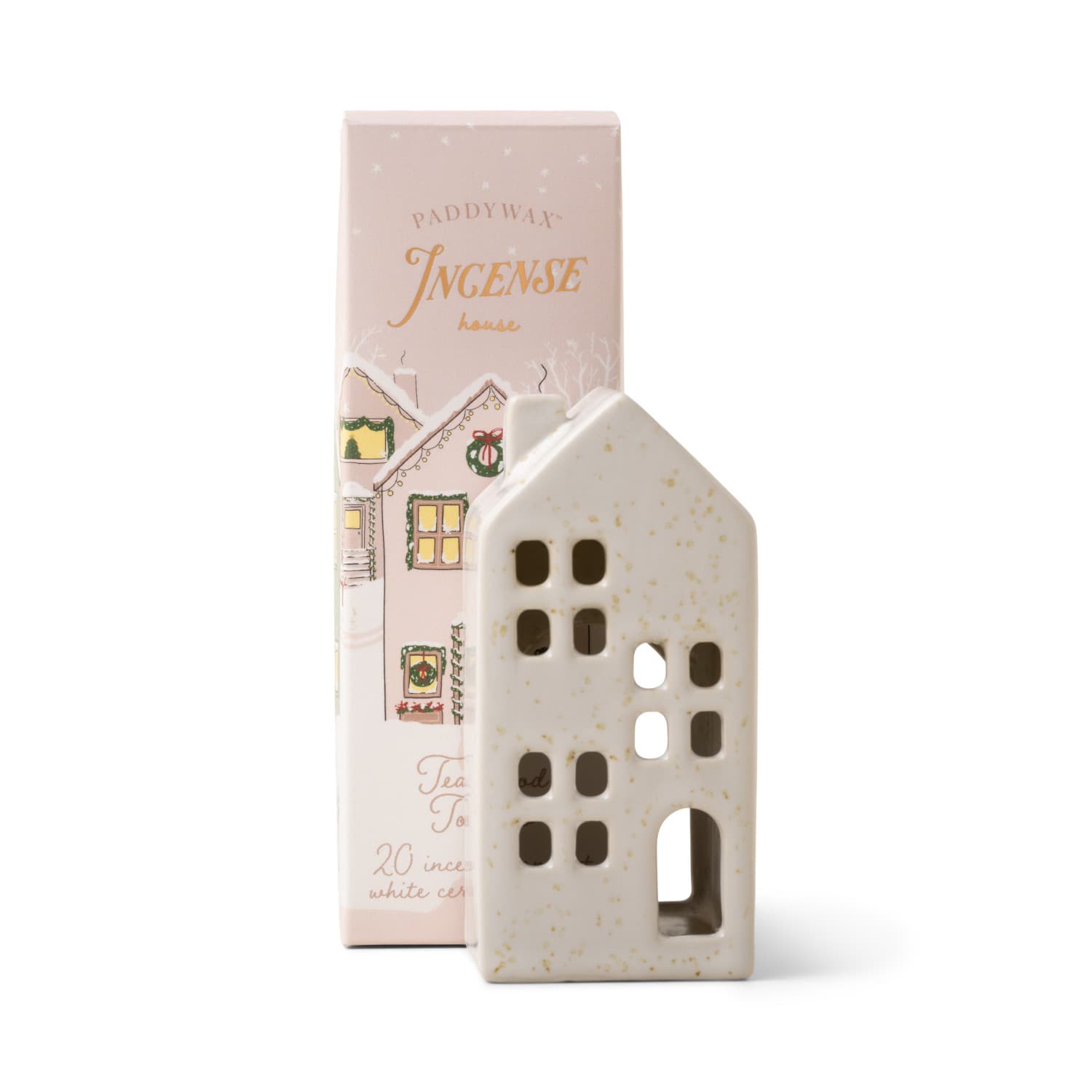 Domek ceramiczny na kadzidełka i tea lighty (1 tealight & 20 kadzideł w zestawie)