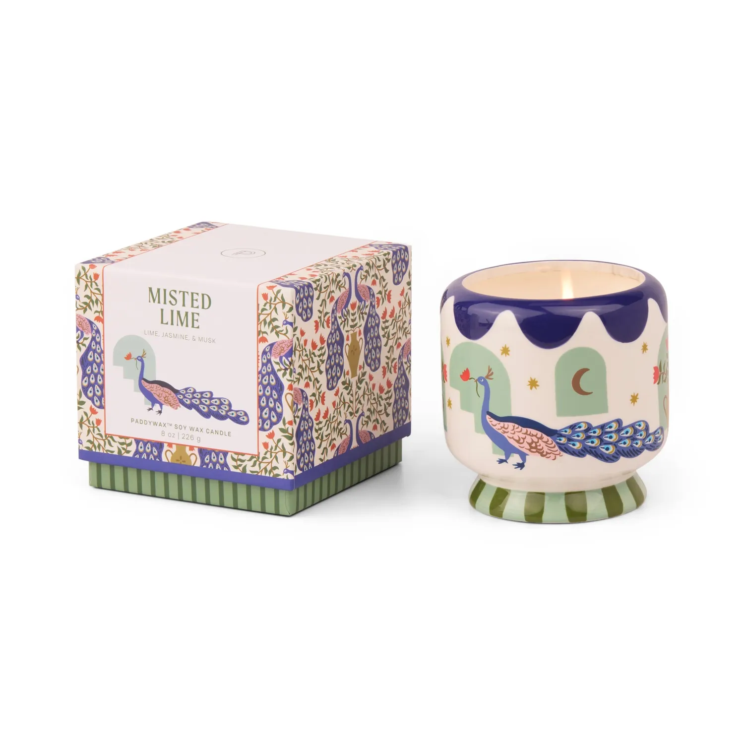 Świeca sojowa w ceramice - Paddywax Adopo – Peacock - Misted Lime