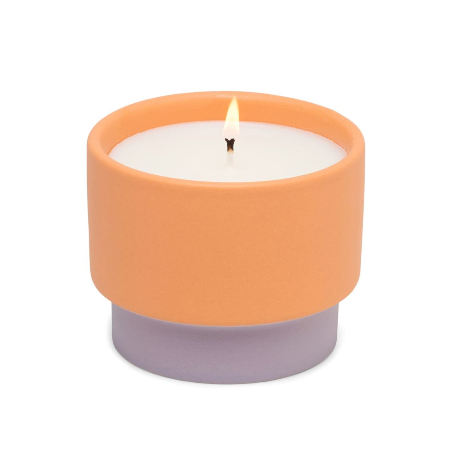 Świeca sojowa ceramiczna - Paddywax Color Block – Orange - Violet & Vanilla