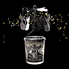 Obrotowy świecznik na tealight - Kot srebrny