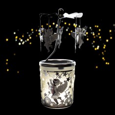 Obrotowy świecznik na tealight - Srebrny aniołek