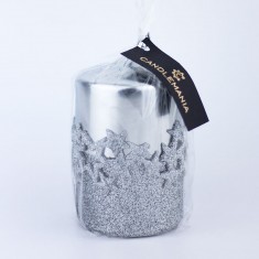 Ice Star Silver Small Pillar Candle wrapped