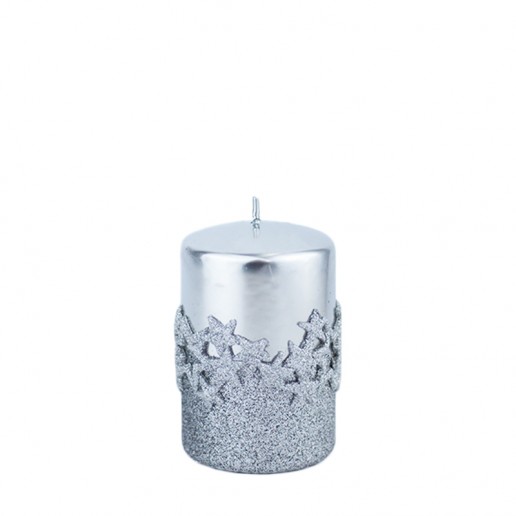 Ice Star Silver Small Pillar Candle