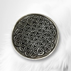 Podstawka na kadzidła - Kwiaty - srebrna okrągła