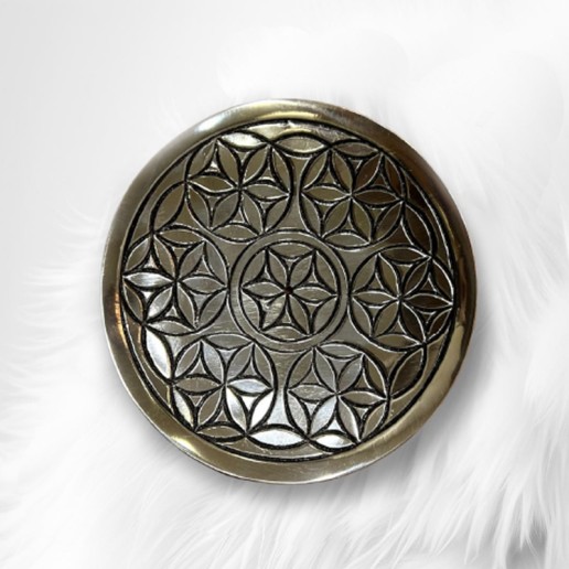 Podstawka na kadzidła - Mandala - srebrna okrągła