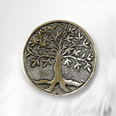 Podstawka na kadzidła - Drzewo Życia - srebrna okrągła